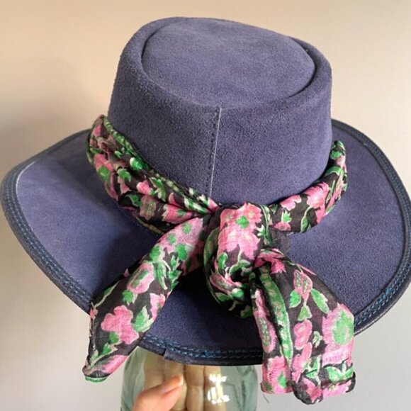 Vintage Australian Blue Suede Vented Bush Hat - S 🇦🇺 - Picture 6 of 8